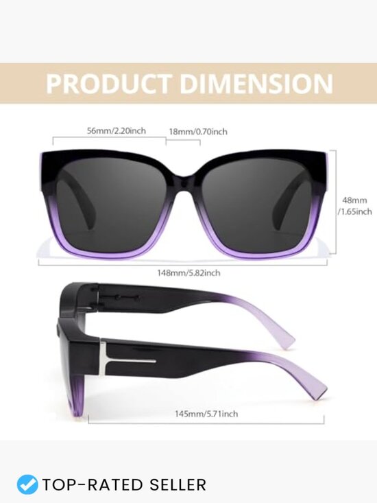 Oversized Polarized Sunglasses Fit Over Glasses UV Protection 2Pack